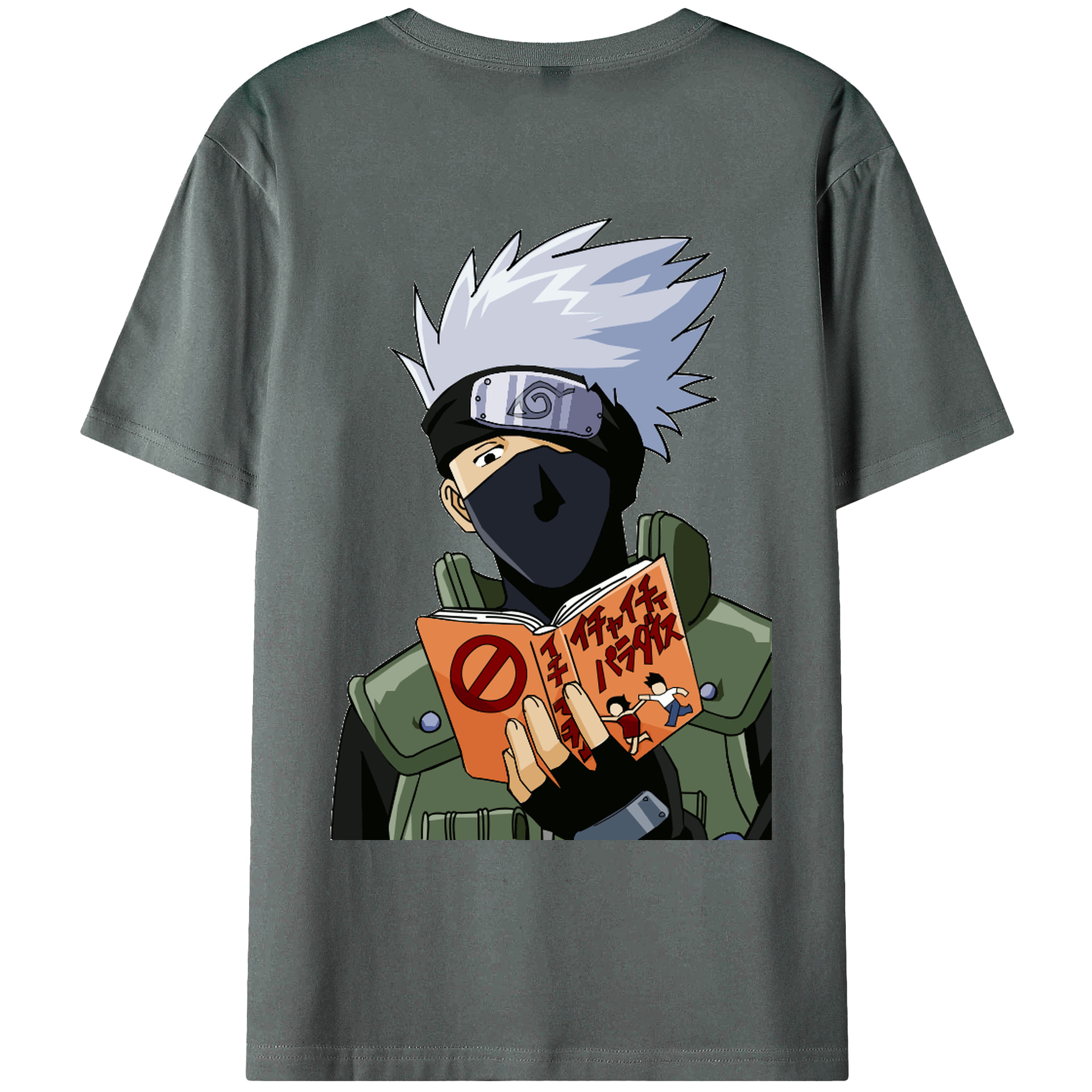 （画像用） NARUTO -ナルト- はたけ カカシ Hatake Kakashi 綿100％ メンズ半袖Tシャツ（バックプリント） 通気性